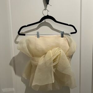 Zara Cream Strapless chiffon top